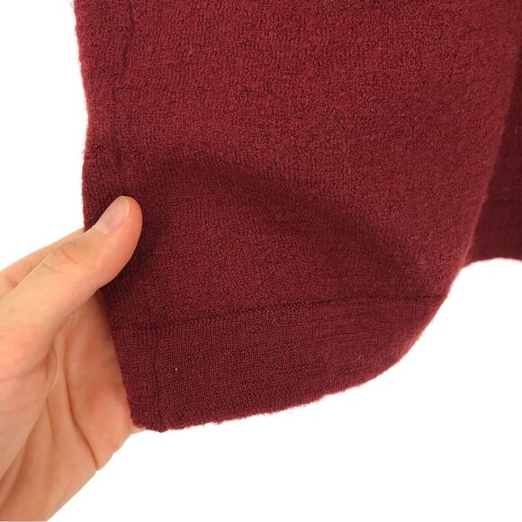MOUSSY Open Front Knit Wool Duster Cardigan Maroon Red OS - Picture 10 of 10